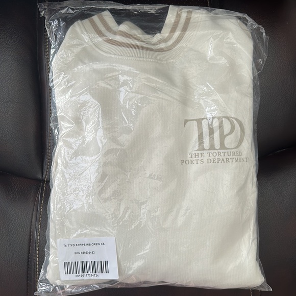 NEW!! XS Taylor Swift TTPD Striped Ribbed Crewneck Sweatshirt - Picture 2 of 2
